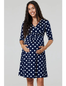 Těhotenské a kojící šaty Happy Mama modré s puntíky