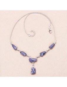 Nefertitis Tanzanit surový náhrdelník stříbro Ag 925 N9 - 43 - 45,5 cm, 16,8 g