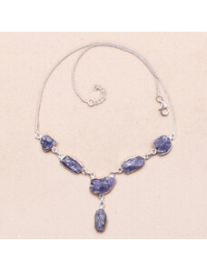 Nefertitis Tanzanit surový náhrdelník stříbro Ag 925 N13 - 43 - 45,5 cm, 17,6 g