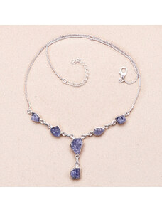 Nefertitis Tanzanit surový náhrdelník stříbro Ag 925 N14 - 46 - 50,5 cm, 13,4 g