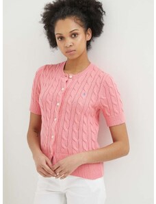 Bavlněný kardigan Polo Ralph Lauren růžová barva, lehký