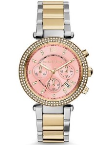 Michael Kors MK6140 Parker Chronograph Pink Dial Two-tone Women's Watch
