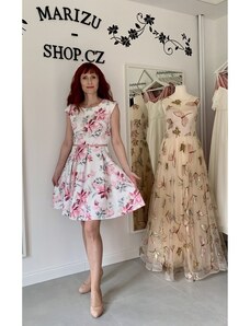 Marizu shop Květinové společenské šaty s páskem