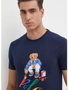 Bavlněné tričko Polo Ralph Lauren tmavomodrá barva, s potiskem, 710853310