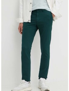 Kalhoty Tommy Hilfiger pánské, zelená barva, přiléhavé, MW0MW33910