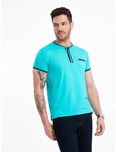 Ombre Clothing Zajímavé tyrkysové tričko V7 TSCT-0175