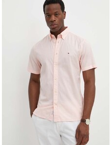 Bavlněná košile Tommy Hilfiger růžová barva, regular, s límečkem button-down, MW0MW33809