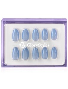GloryStyles Nalepovací nehty - světle modrý třpyt 04 - 24 ks