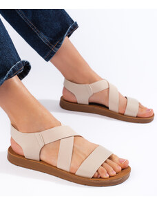 PK Výborné hnědé sandály dámské na plochém podpatku