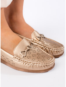 Shelvt Women's Gold Loafers