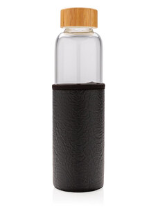Skleněná láhev na vodu s ochranným rukávcem, 550ml, XD Design, černá