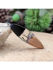 Woodlife Ebenovo olivový náhrdelník s řetízkem