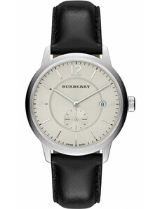 Burberry BU10000 Classic Round Beige Dial Black Leather Men's Watch