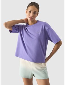 4F Dámské tričko oversize s potiskem - fialové