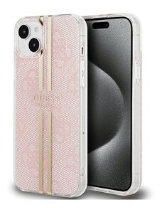 Originální kryt GUESS IML 4G , barva zlatá Stripe GUHCP15MH4PSEGP for Apple iPhone 15 Plus/14 Plus , barva růžová