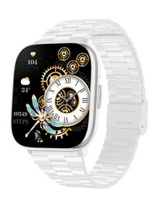 Chytré hodinky Madvell Nova s bluetooth voláním bílá s kovovým řemínkem