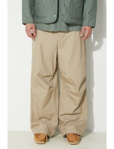 Bavlněné kalhoty Engineered Garments Over Pant béžová barva, jednoduché, OR343.ZT154
