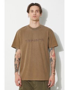 Bavlněné tričko Carhartt WIP S/S Duster T-Shirt hnědá barva, s aplikací, I030110.1ZDGD