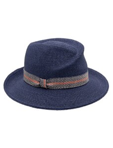 Luxusní dámský nemačkavý modrý klobouk Fedora - ručně šitý, UV faktor 80 - Mayser Simone