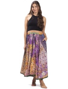 Indie Kolová sukně AMALA žluto-fialová I.
