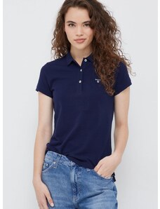Bavlněné polo tričko Gant tmavomodrá barva, s límečkem