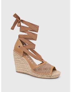 Espadrilky Guess DIANDRA dámské, hnědá barva, na klínku, FLGDIR FAL04