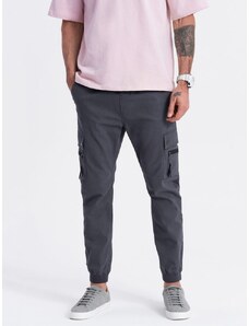 Ombre Clothing Trendy grafitové jogger kalhoty V3 PAJO-0125