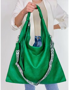Webmoda Dámská velká kabelka se vzorovaným řemínkem - zelená