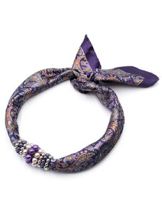 Bijoux Me Šátek s bižuterií Letuška - tmavě fialový s potiskem