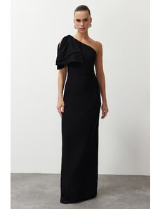 Trendyol Black Plain Fitted Woven Evening Dress & Prom Dress