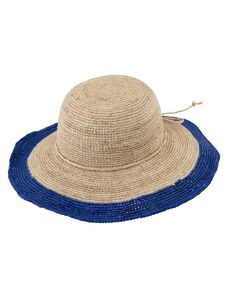 Fiebig Dámský letní nemačkavý slaměný klobouk Cloche s barevným okrajem - Crochet Cloche Royal Blue