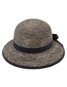 Fiebig Dámský letní nemačkavý slaměný klobouk Cloche - Crochet Cloche Black Melanž