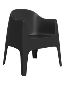 VONDOM Černá plastová jídelní židle SOLID s područkami