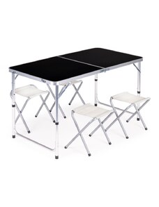 modernHOME Cestovní set, skládací stůl + 4 stoličky, černý