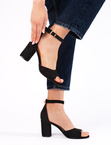 Shelvt Women's black stiletto sandals