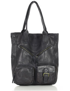 Shopper XXL taška s kapsami z kůže Kabelky od Hraběnky; černá