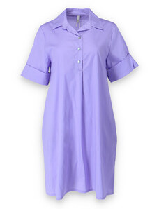 Collfashion Košilové šaty 0023 Itálie barva: fialová-lila, velikost: Univerzální-jedna velikost