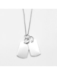 Onyx FOX Stříbrný personalizovaný náhrdelník dvě destičky