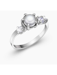 Onyx FOX Stříbrný prsten s perlou a zirkony Iliana