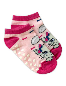 NVT Dětské ponožky s ABS Kočka - sv. růžové