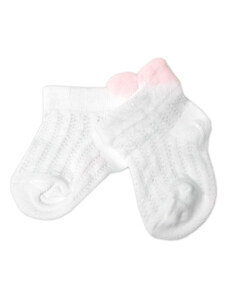 Baby Nellys Kojenecké žakarové ponožky se vzorem, Srdíčko, bílé