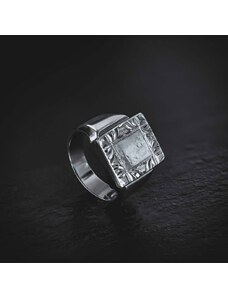 Galleon Bay Pánský stříbrný prsten Oceanside s ruční rytinou