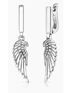 Onyx FOX Designové stříbrné náušnice Andělská křídla