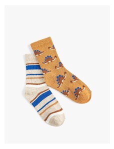 Koton Set of 2 Socks, Multicolored Dinosaur Print