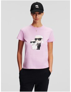 Světle růžové dámské tričko KARL LAGERFELD Ikonik 2.0 - Dámské