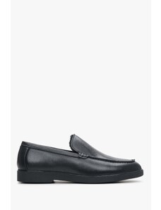 Men's Black Loafers made of Genuine Leather for Winter Estro ER00114124