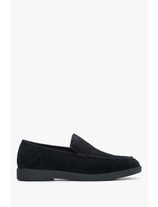 Men's Black Loafers made of Genuine Velour for Winter Estro ER00114125