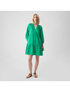Šaty GAP Longsleeve Gauze Mini Dress Simply Green 17-5936