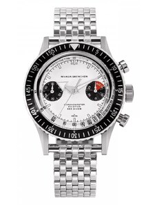 Stříbrné pánské hodinky Nivada Grenchen s ocelovým páskem White Panda 86010WM11 38MM Manual