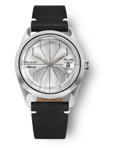 Stříbrné pánské hodinky Nivada Grenchen s koženým páskem Antarctic Spider 32023A09 38MM Automatic